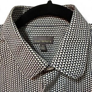 Men's Black and White Geometric Shirt